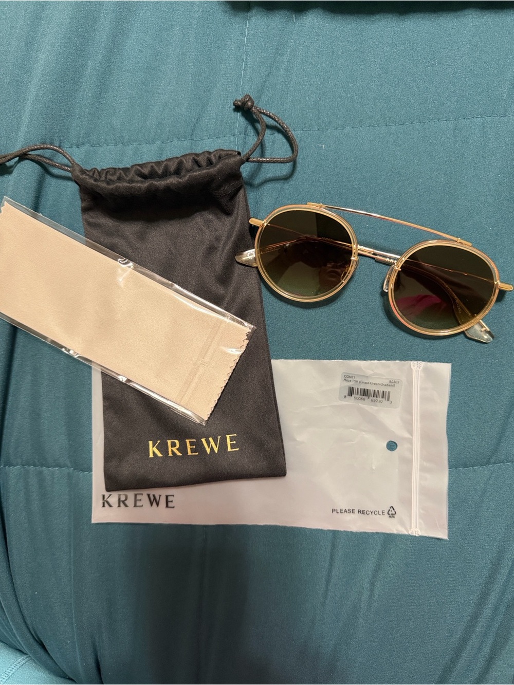 KREWE Conti Haze 14K Unisex Gold Metal Sunglasses